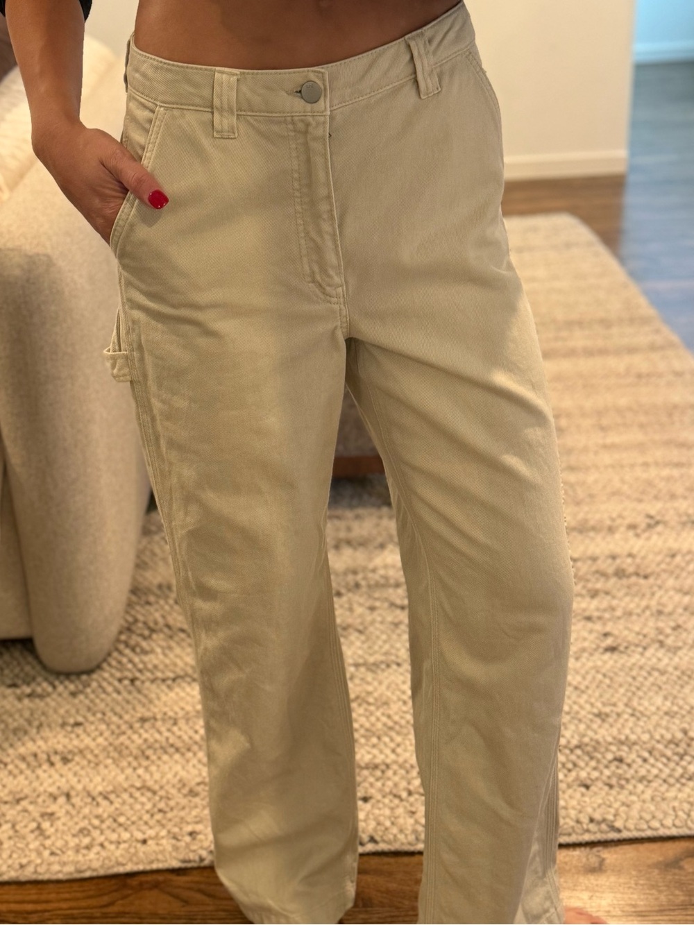 TNA Wide Leg Cargo Pants in Light Tan